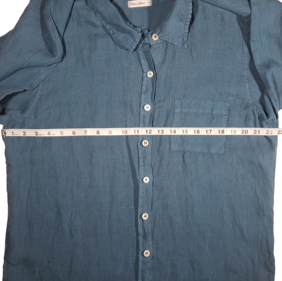 Allen Allen Linen Button Down Long Blouse Size XL - Picture 7 of 12